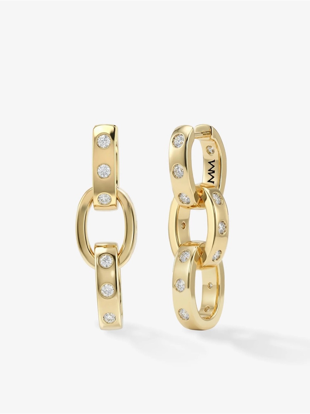 Melinda Maria Gold Link Drop Earrings with Diamondette Accents